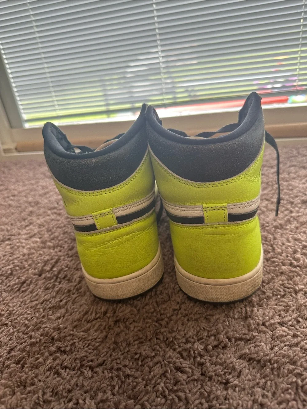 Jordan High-Top Sneakers in Neon Yellow, White & Black